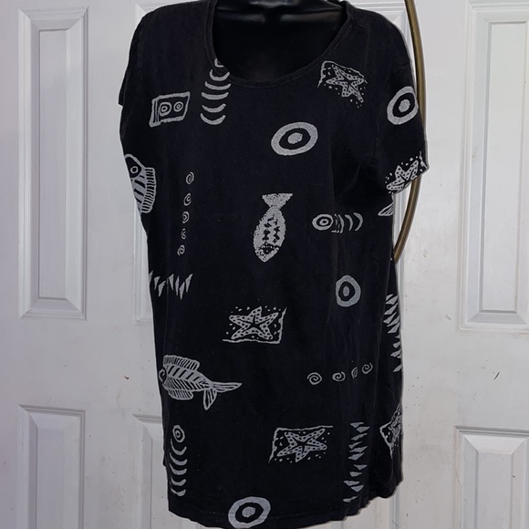 Black/White MudCloth Print Top- Size 2XL - Picture 1 of 8